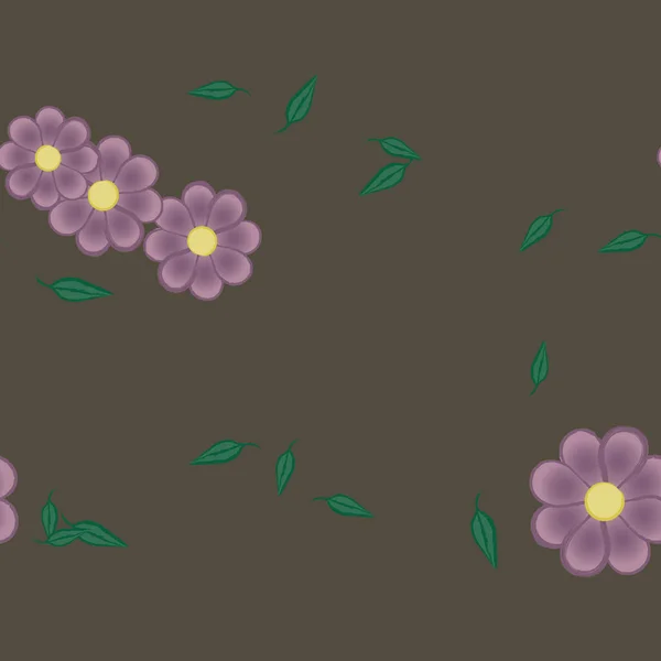 Векторная Иллюстрация Летних Цветов Лепестки Листьями Бесшовный Фон — стоковый вектор