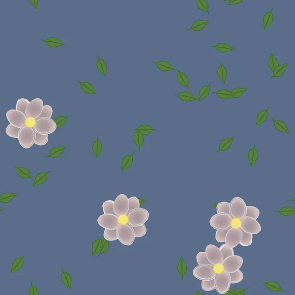 Fleurs Avec Feuilles Fond Sans Couture Illustration Vectorielle — Image vectorielle