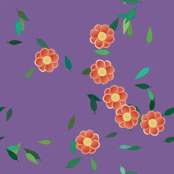 Flores Con Hojas Fondo Sin Costuras Ilustración Vectorial — Vector de stock