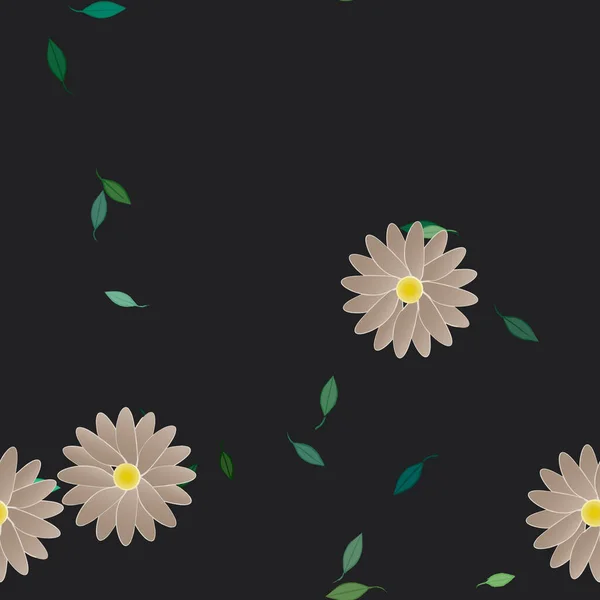 Flores Com Folhas Sem Costura Fundo Ilustração Vetorial — Vetor de Stock