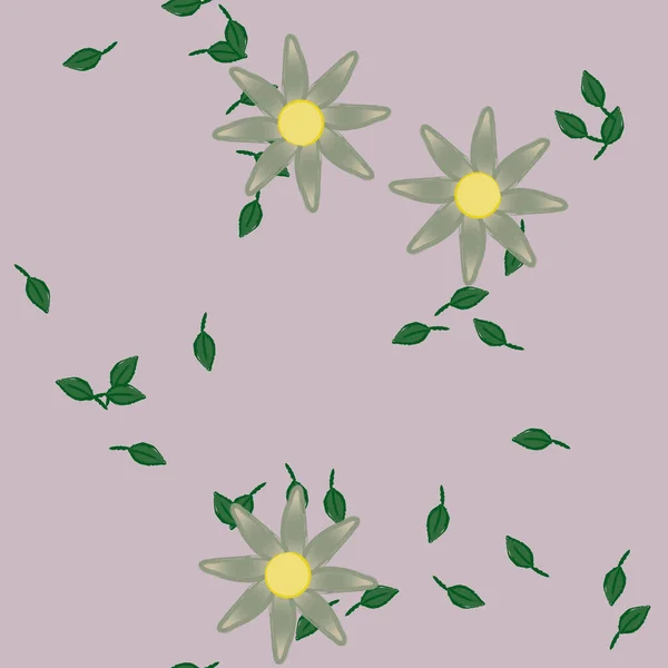 Flores Con Hojas Fondo Sin Costuras Ilustración Vectorial — Vector de stock