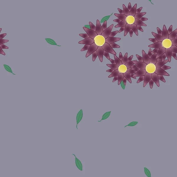 Flores Con Hojas Fondo Sin Costuras Ilustración Vectorial — Archivo Imágenes Vectoriales