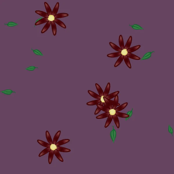 Flores Con Hojas Fondo Sin Costuras Ilustración Vectorial — Archivo Imágenes Vectoriales