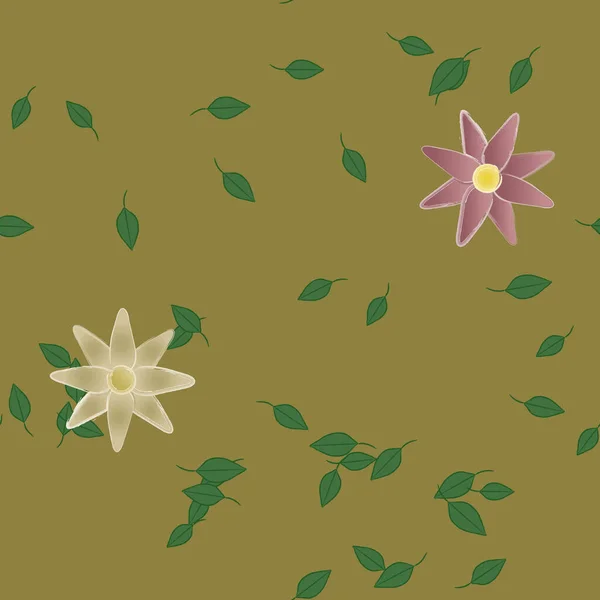 有叶子 向量图的夏季花朵花瓣 — 图库矢量图片