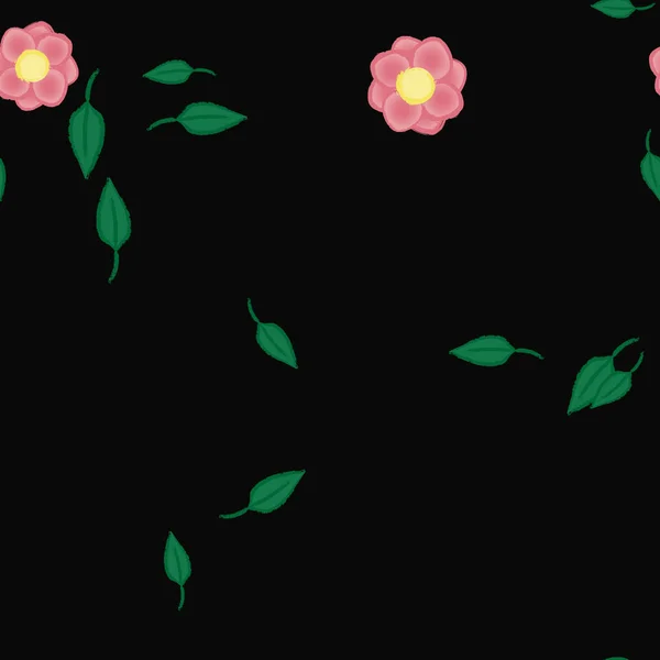 Blumen Mit Blättern Nahtloser Hintergrund Vektorillustration — Stockvektor