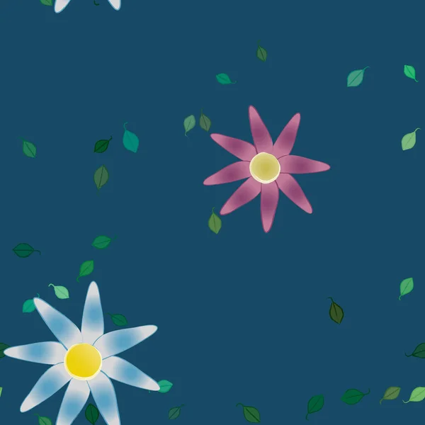 Flores Con Hojas Fondo Sin Costuras Ilustración Vectorial — Archivo Imágenes Vectoriales