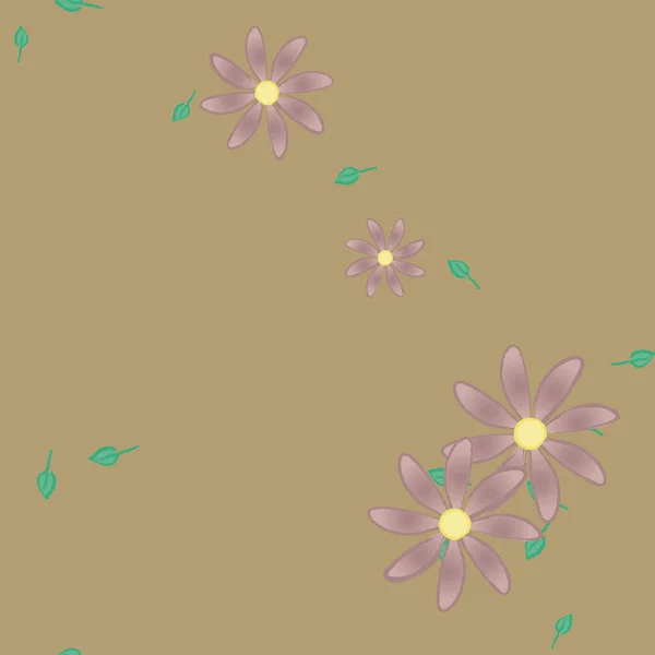 Fleurs Avec Feuilles Fond Sans Couture Illustration Vectorielle — Image vectorielle