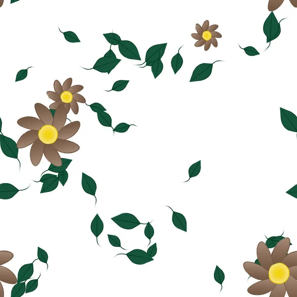 Vektor Illustration Sommar Blommor Kronblad Med Blad Botanisk Bakgrund — Stock vektor