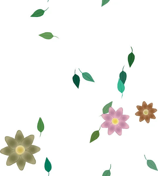 Flowers Leaves Seamless Background Vector Illustration — Stock Vector