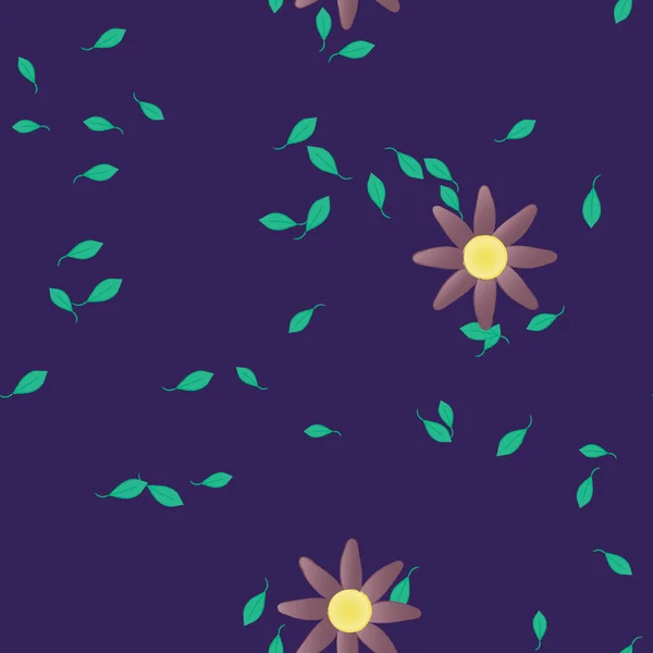 Vector Ilustración Flores Verano Pétalos Con Hojas Fondo Botánico — Archivo Imágenes Vectoriales