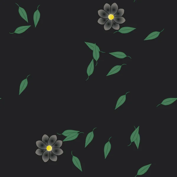 Illustration Vectorielle Pétales Fleurs Été Avec Des Feuilles Fond Sans — Image vectorielle