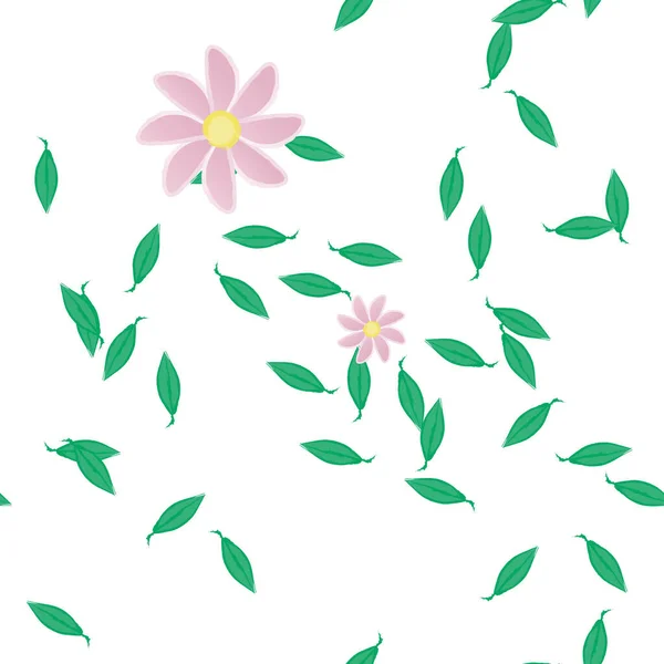 Flores Com Folhas Sem Costura Fundo Ilustração Vetorial — Vetor de Stock