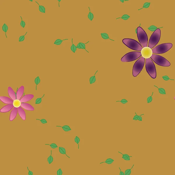 Flores Com Folhas Sem Costura Fundo Ilustração Vetorial — Vetor de Stock