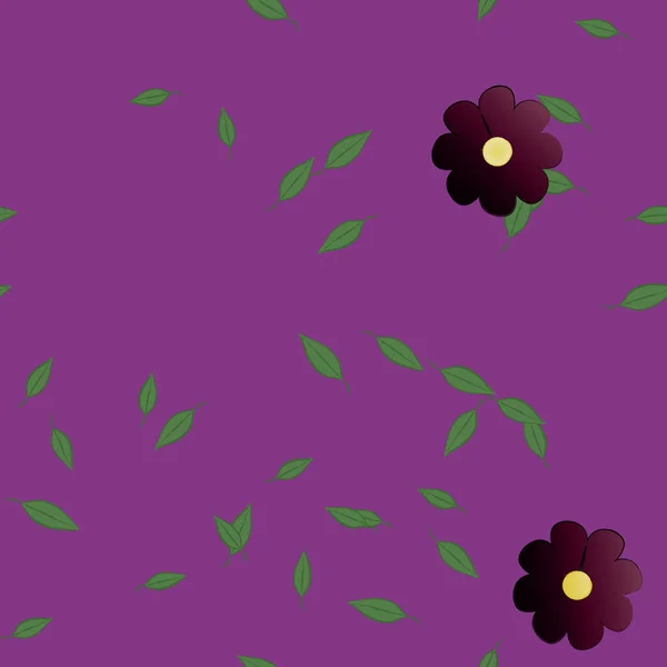 Flores Con Hojas Fondo Sin Costuras Ilustración Vectorial — Archivo Imágenes Vectoriales