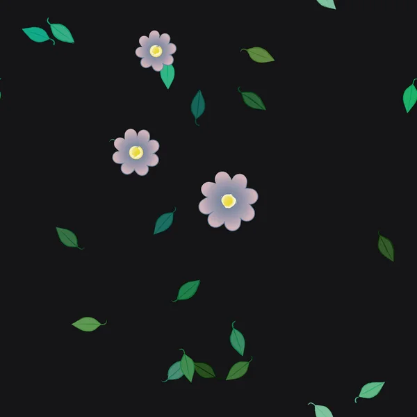 Flores Con Hojas Fondo Sin Costuras Ilustración Vectorial — Vector de stock