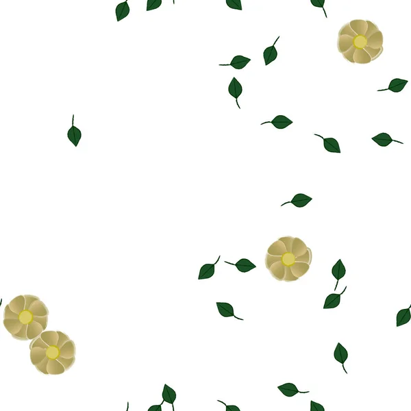 Flores Con Hojas Fondo Sin Costuras Ilustración Vectorial — Vector de stock