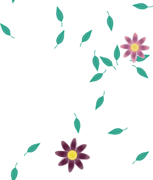 Blumen Mit Blättern Nahtloser Hintergrund Vektorillustration — Stockvektor