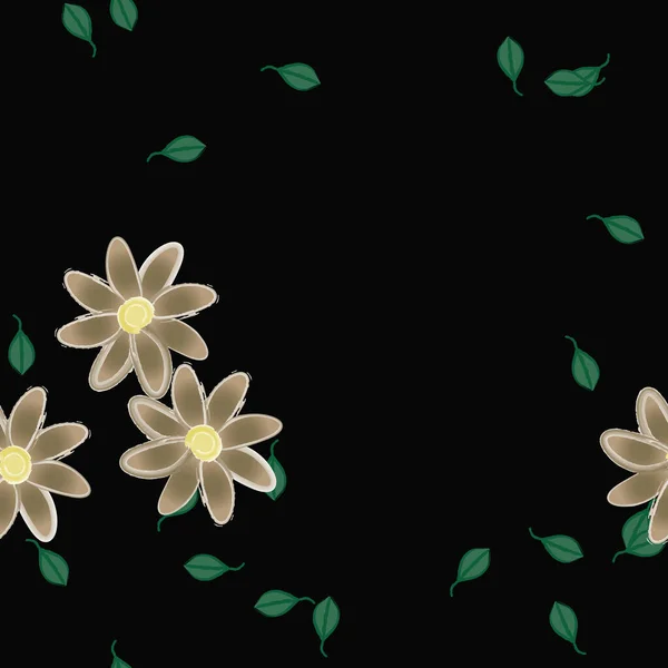 Fleurs Avec Feuilles Fond Sans Couture Illustration Vectorielle — Image vectorielle