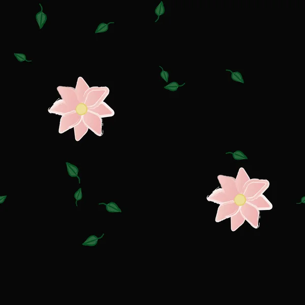 Flores Con Hojas Fondo Sin Costuras Ilustración Vectorial — Vector de stock