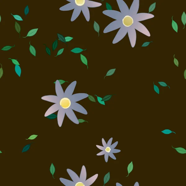 Flores Con Hojas Fondo Sin Costuras Ilustración Vectorial — Vector de stock