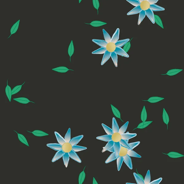 Flores Con Hojas Fondo Sin Costuras Ilustración Vectorial — Archivo Imágenes Vectoriales