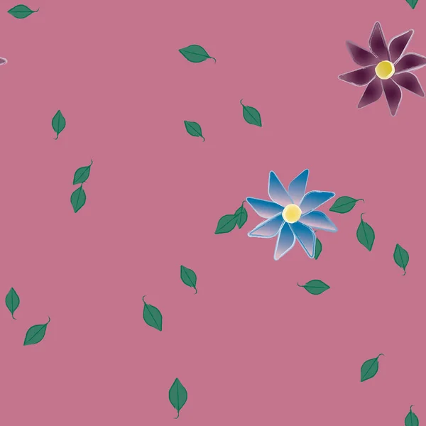 Fleurs Été Pétales Avec Feuilles Fond Sans Couture Illustration Vectorielle — Image vectorielle