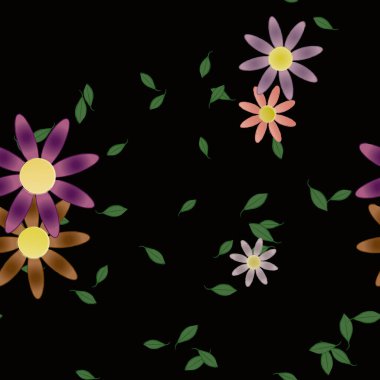 Yapraklı çiçek yapraklarının vektör çizimi, botanik arka plan