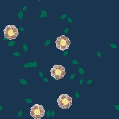 Yapraklı çiçek yapraklarının vektör çizimi, botanik arka plan