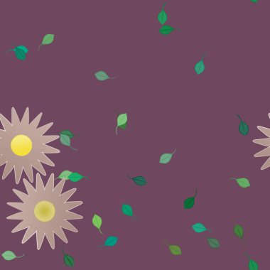 Yapraklı çiçek yapraklarının vektör çizimi, botanik arka plan