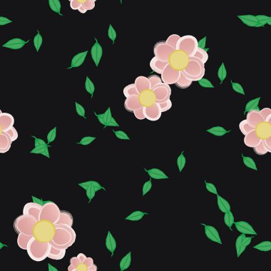 Yapraklı çiçek yapraklarının vektör çizimi, botanik arka plan