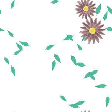 Yapraklı çiçek yapraklarının vektör çizimi, botanik arka plan