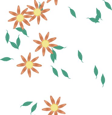 Yapraksız arkaplanı olan çiçek yaprakları, vektör illüstrasyonu