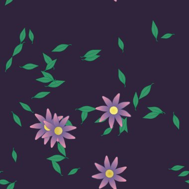 Yapraklı çiçek yapraklarının vektör çizimi, botanik arka plan