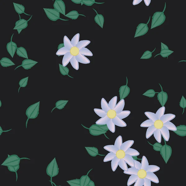 Flores Con Hojas Fondo Sin Costuras Ilustración Vectorial — Vector de stock