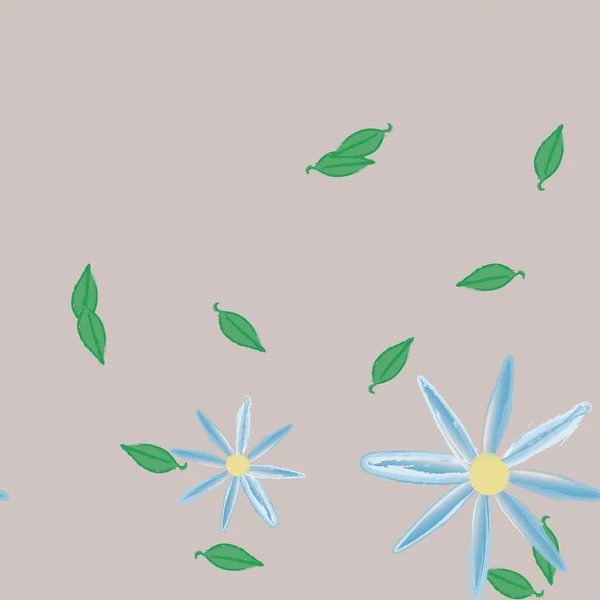 Fleurs Pétales Avec Feuilles Fond Sans Couture Illustration Vectorielle — Image vectorielle