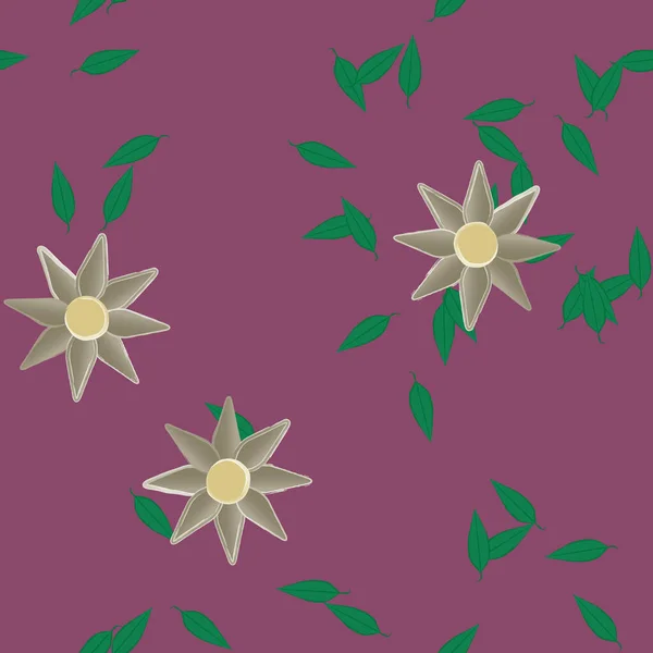 Fleurs Avec Feuilles Fond Sans Couture Illustration Vectorielle — Image vectorielle