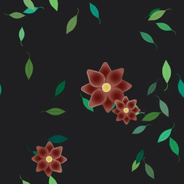 Ilustração Vetorial Pétalas Flores Com Folhas Fundo Floral — Vetor de Stock