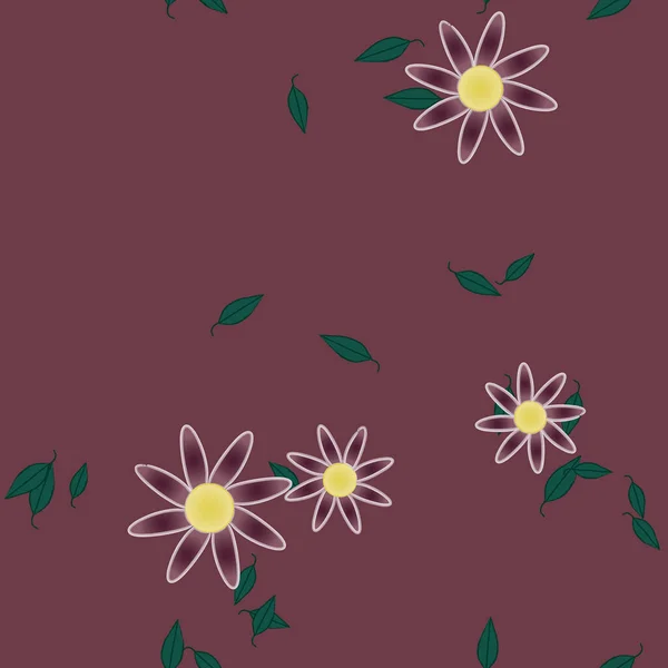 Fleurs Avec Feuilles Fond Sans Couture Illustration Vectorielle — Image vectorielle