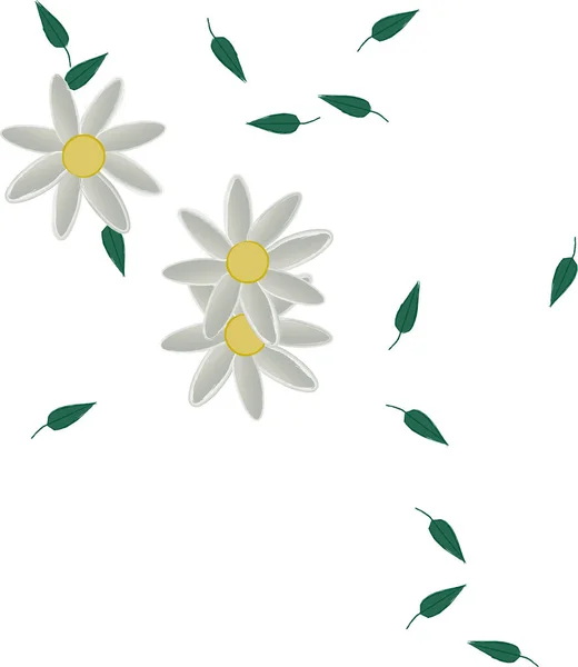 Blommor Med Blad Sömlös Bakgrund Vektor Illustration — Stock vektor