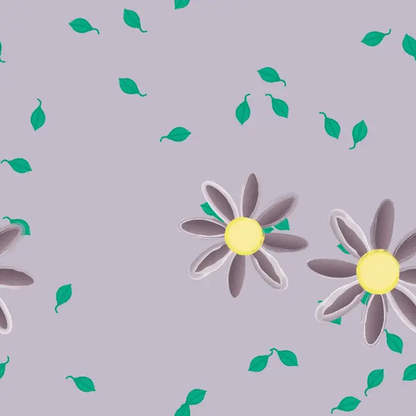 Flores Con Hojas Fondo Sin Costuras Ilustración Vectorial — Vector de stock