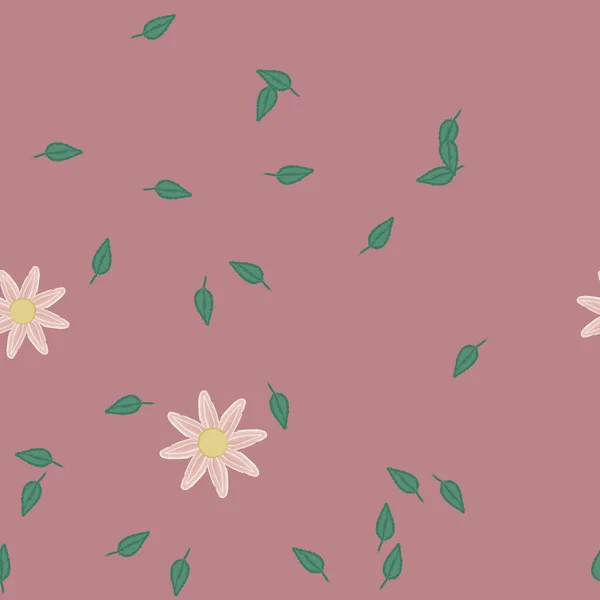 Illustration Vectorielle Pétales Fleurs Été Avec Des Feuilles Fond Sans — Image vectorielle