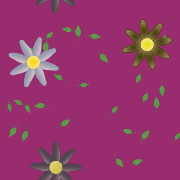 Blumen Mit Blättern Nahtloser Hintergrund Vektorillustration — Stockvektor