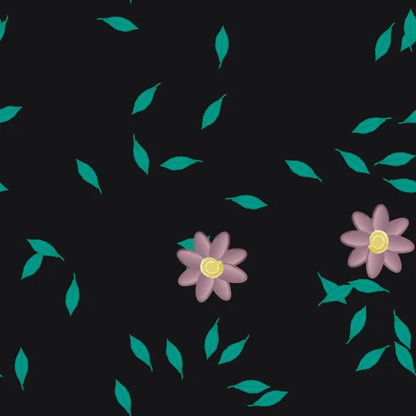 Flores Con Hojas Fondo Sin Costuras Ilustración Vectorial — Vector de stock