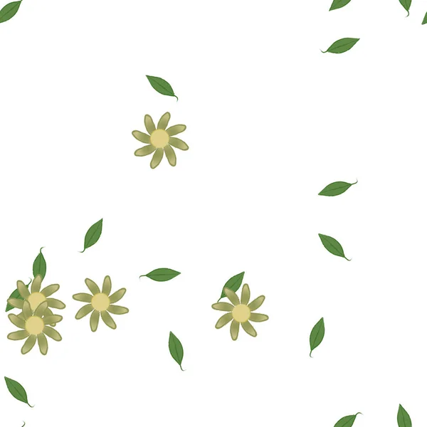 Fleurs Avec Feuilles Fond Sans Couture Illustration Vectorielle — Image vectorielle