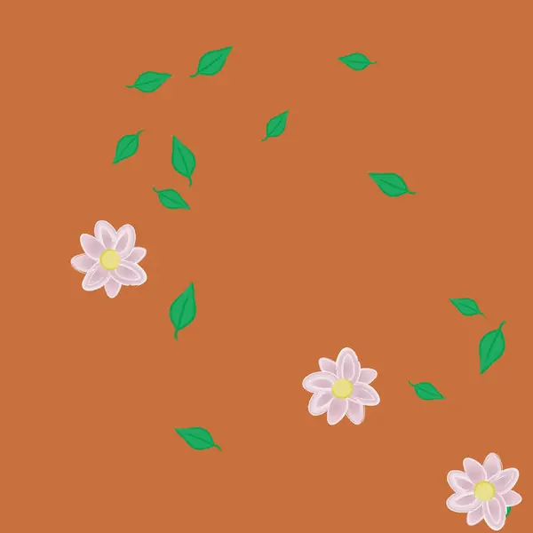 Flores Con Hojas Fondo Sin Costuras Ilustración Vectorial — Vector de stock