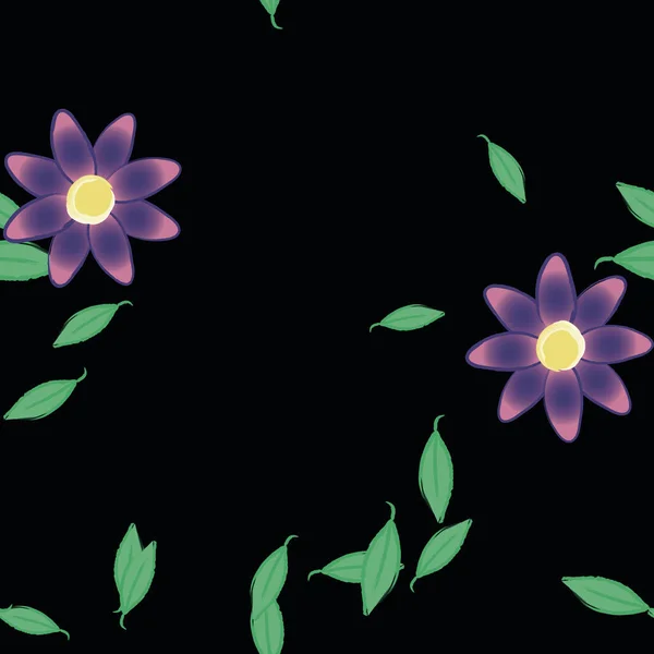 Flores Con Hojas Fondo Sin Costuras Ilustración Vectorial — Vector de stock