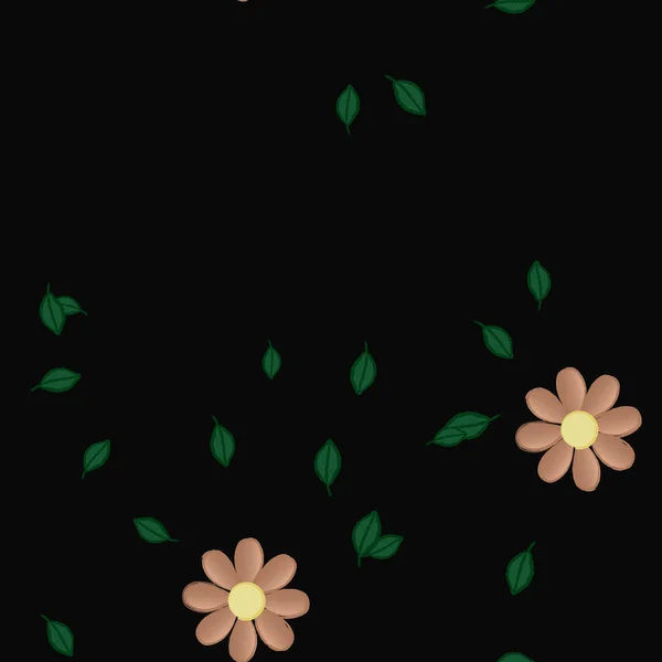 Vector Ilustración Flores Verano Pétalos Con Hojas Fondo Botánico — Vector de stock