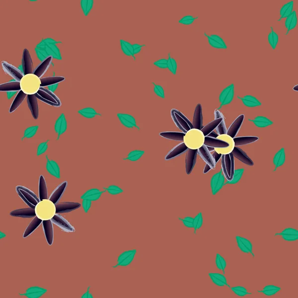 Flores Con Hojas Fondo Sin Costuras Ilustración Vectorial — Vector de stock