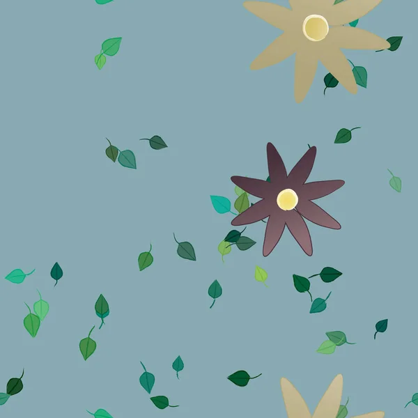 Flores Con Hojas Fondo Sin Costuras Ilustración Vectorial — Vector de stock