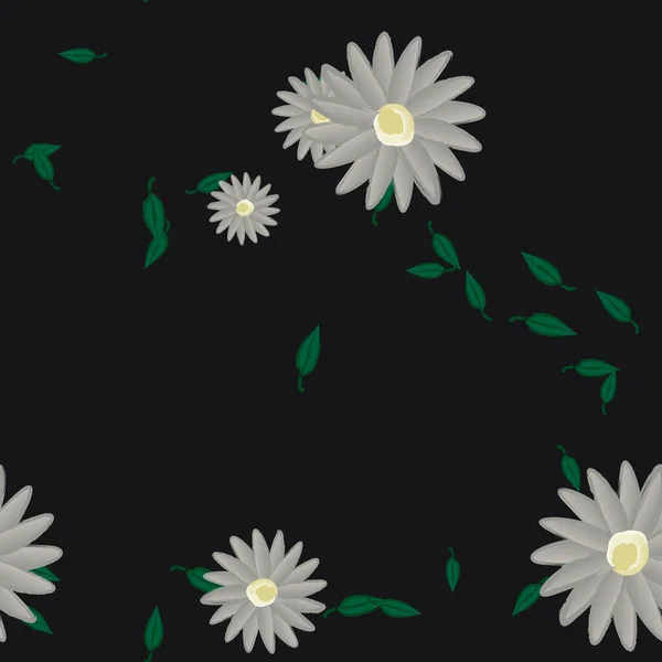 Vector Illustration Summer Flowers Petals Leaves Floral Background — Stock Vector